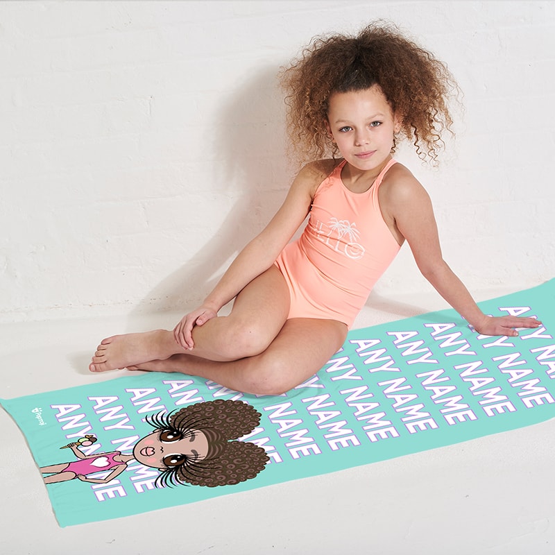 ClaireaBella Girls Turquoise Multiple Name Beach Towel
