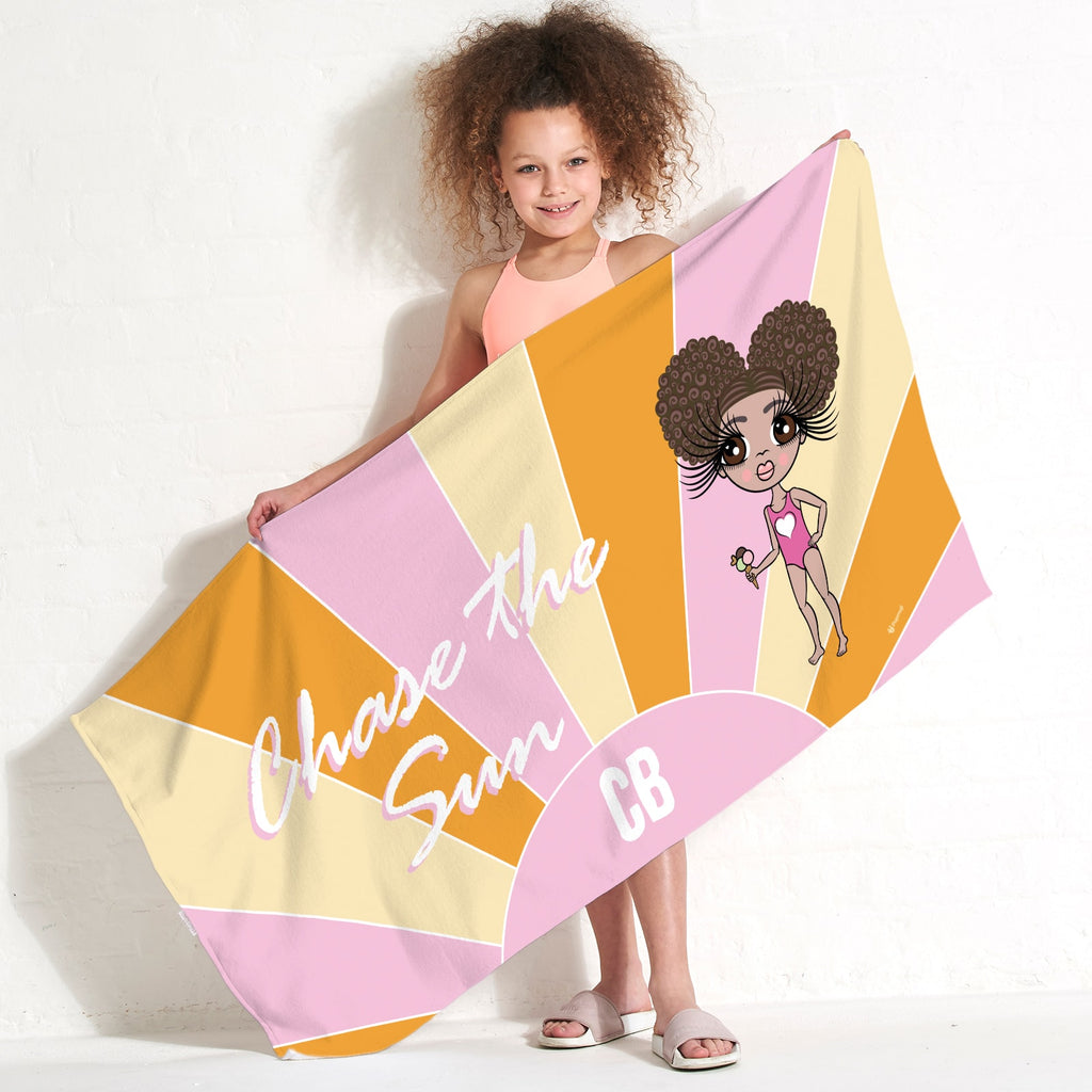 ClaireaBella Girls Personalised Chase The Sun Beach Towel
