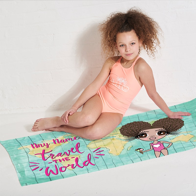 ClaireaBella Girls World Print Beach Towel