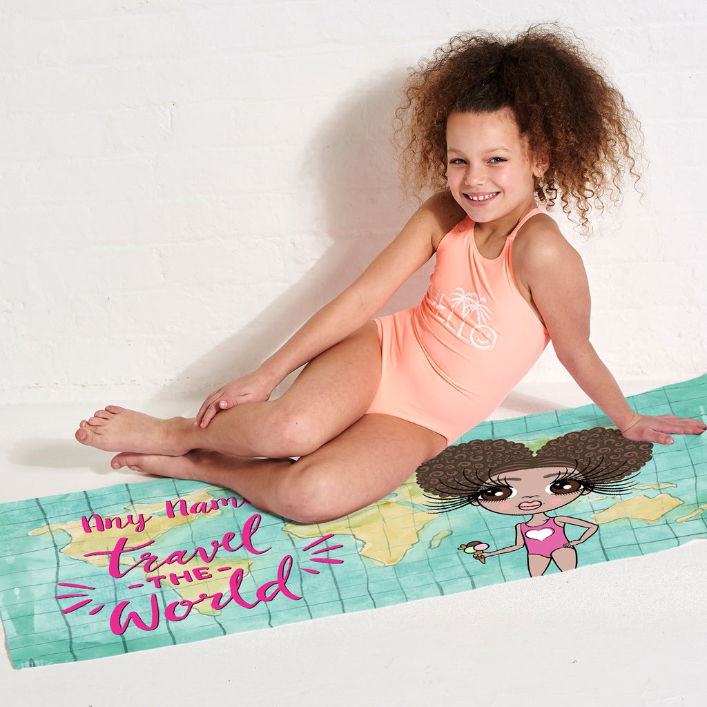 ClaireaBella Girls World Print Beach Towel