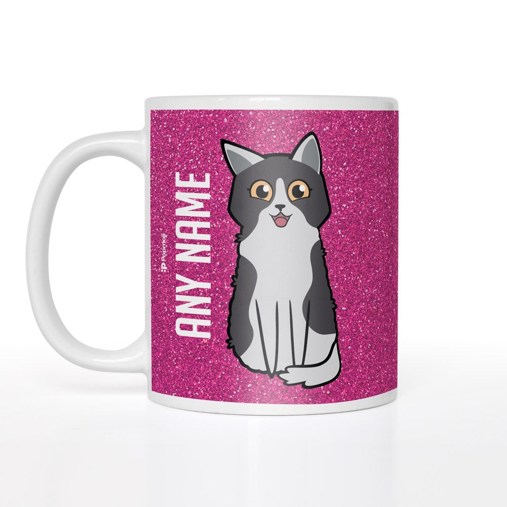 Personalised Cat Pink Glitter Effect Mug - Image 1