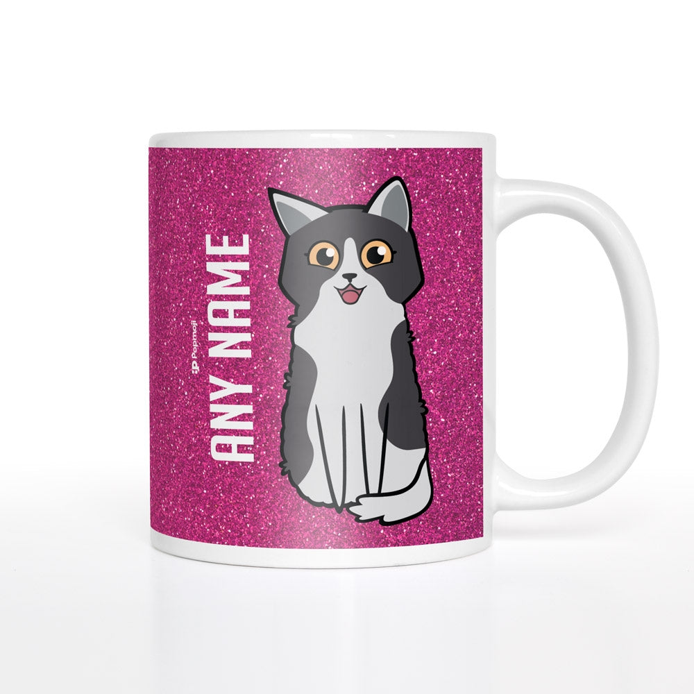 Personalised Cat Pink Glitter Effect Mug - Image 2