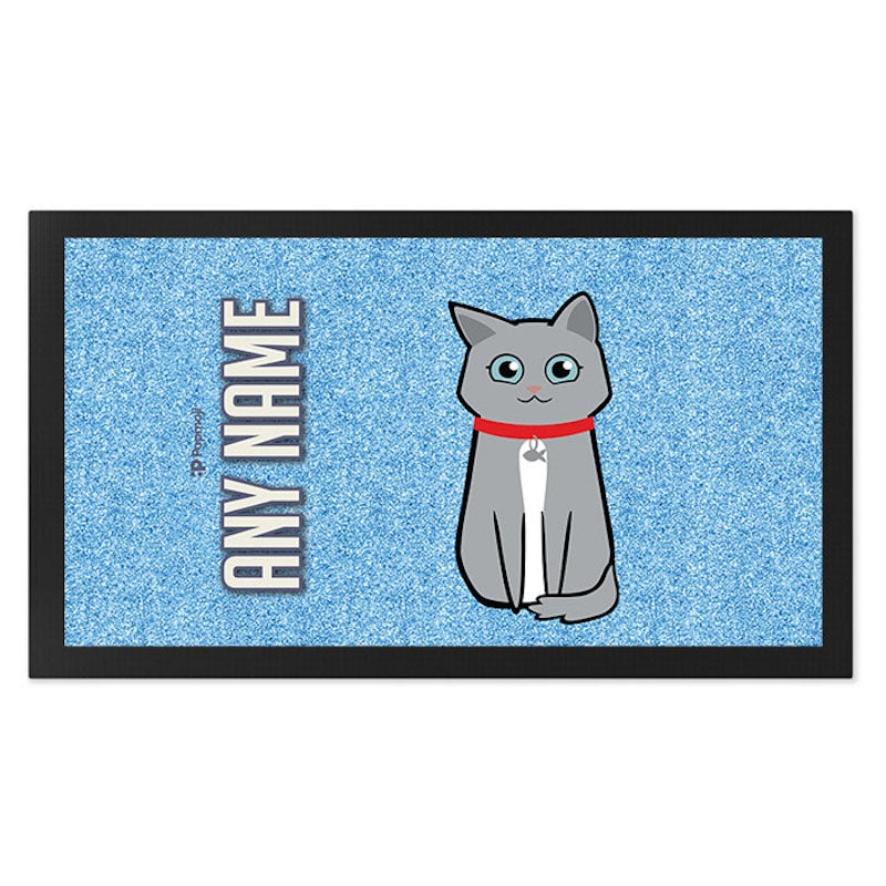 Personalised Cat Blue Glitter Pet Mat - Image 2