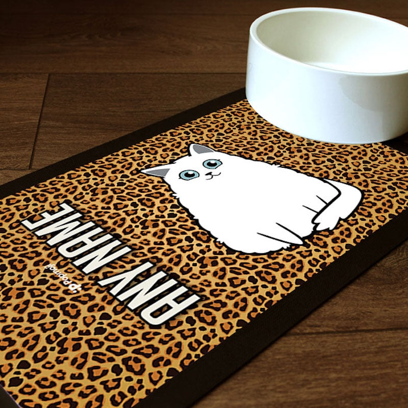 Personalised Cat Leopard Print Pet Mat - Image 1