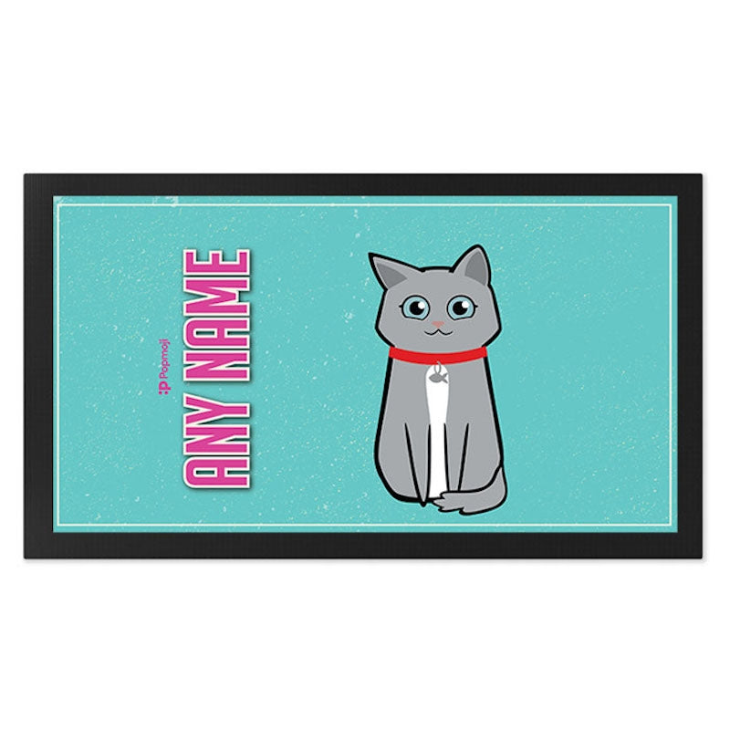 Personalised Cat Turquoise Pet Mat - Image 2