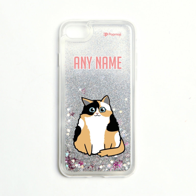 Personalised Cat Classic Liquid Glitter Phone Case - Silver - Image 5