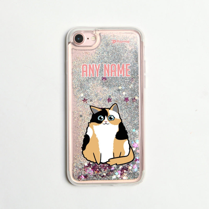 Personalised Cat Classic Liquid Glitter Phone Case - Silver - Image 8