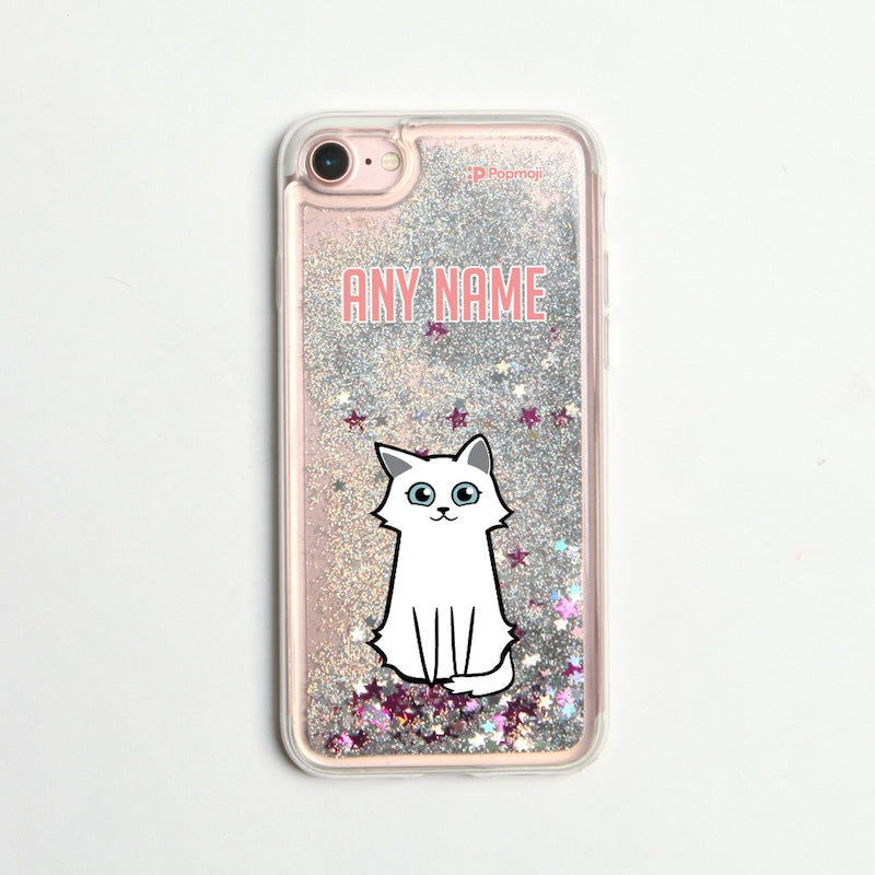 Personalised Cat Classic Liquid Glitter Phone Case - Silver - Image 7