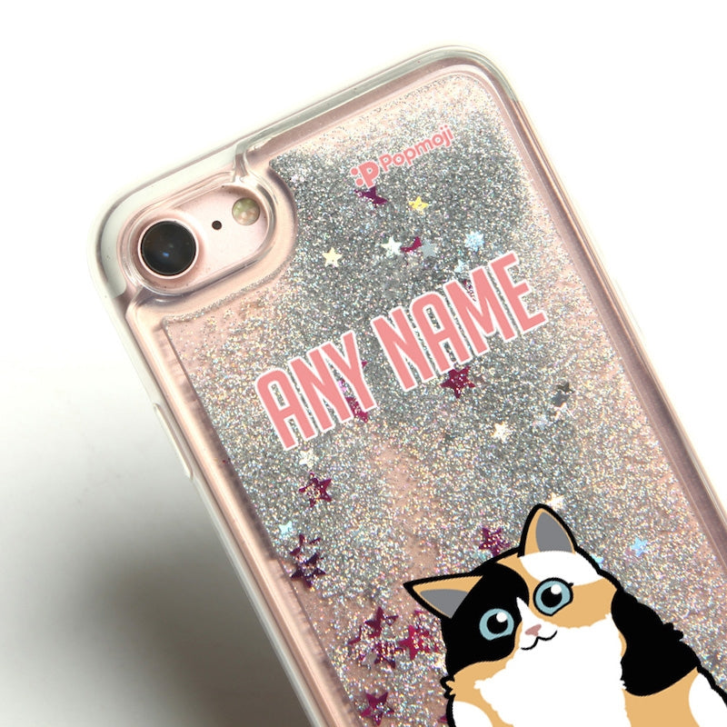 Personalised Cat Classic Liquid Glitter Phone Case - Silver - Image 9