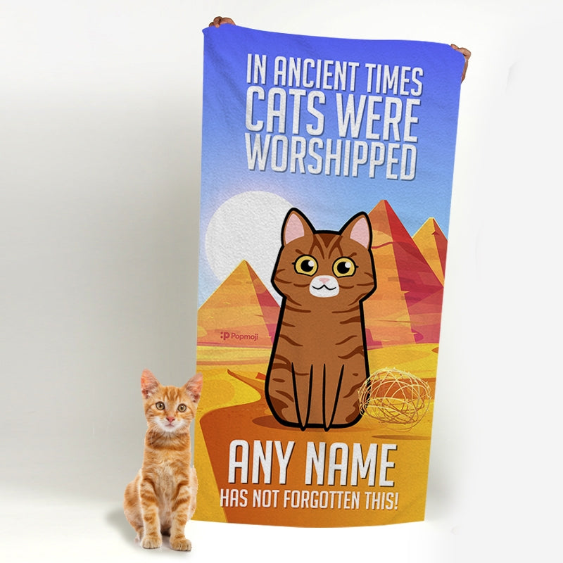 Personalised Cat Ancient Times Beach Towel - Image 3