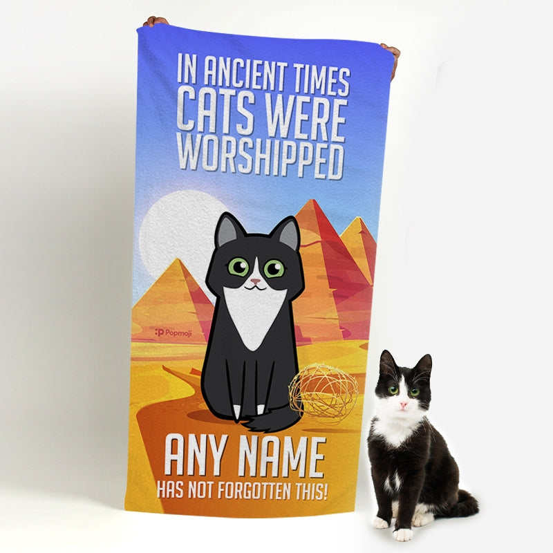Personalised Cat Ancient Times Bath Towel - Image 1