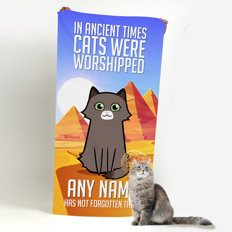 Personalised Cat Ancient Times Beach Towel - Image 2