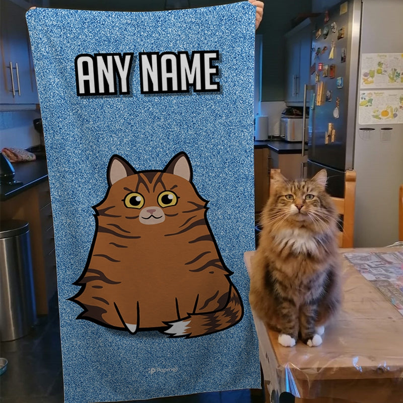 Personalised Cat Blue Glitter Beach Towel - Image 3