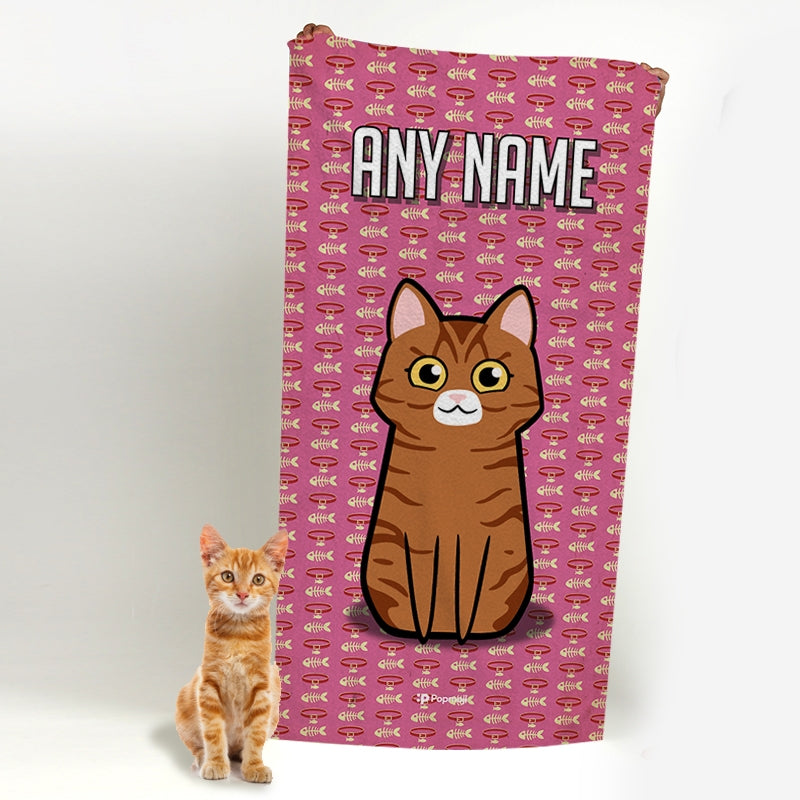 Personalised Cat Collar Pattern Beach Towel - Image 3