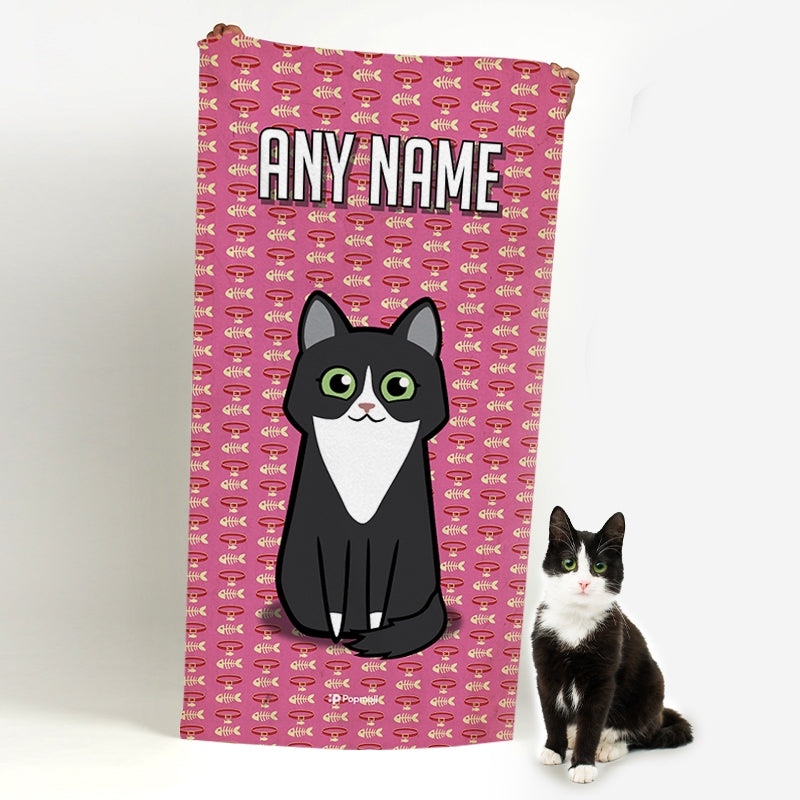 Personalised Cat Collar Pattern Beach Towel - Image 2