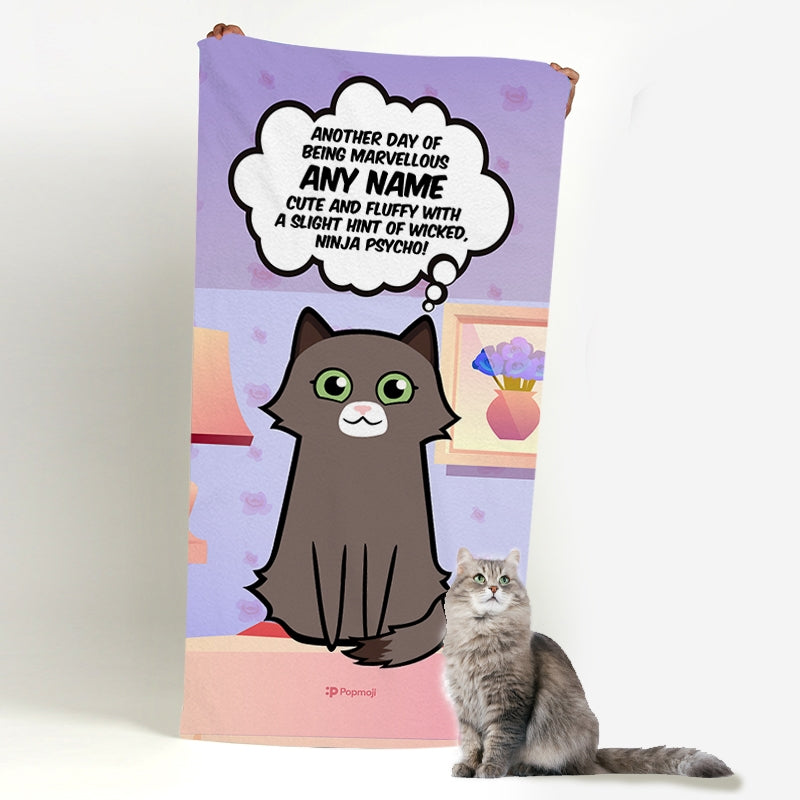 Personalised Cat Cute And Fluffy Beach Towel - Image 1