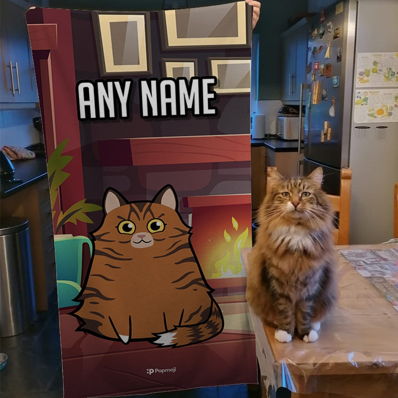 Personalised Cat Fireplace Bath Towel - Image 3