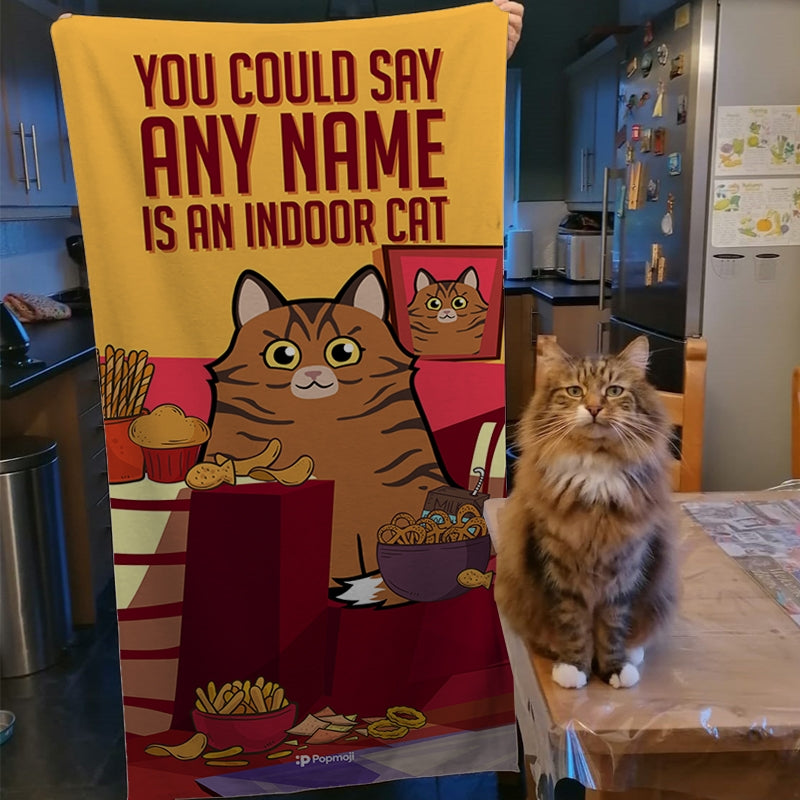 Personalised Cat Indoors Beach Towel - Image 4