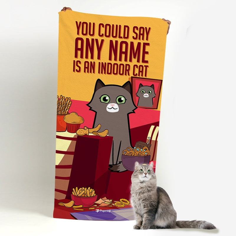 Personalised Cat Indoors Beach Towel - Image 3