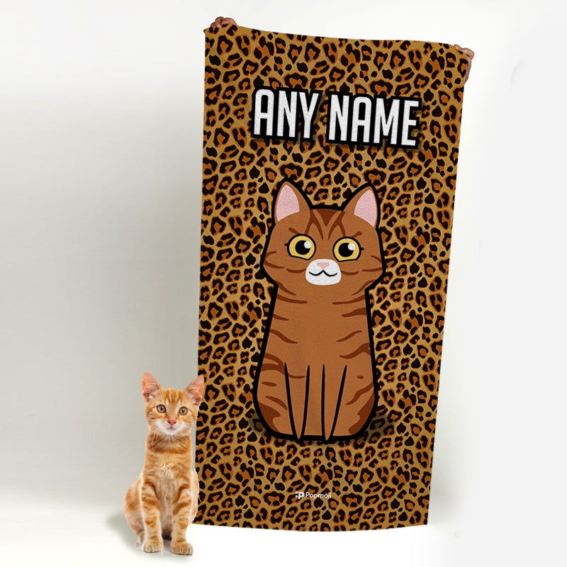 Personalised Cat Leopard Print Beach Towel - Image 4