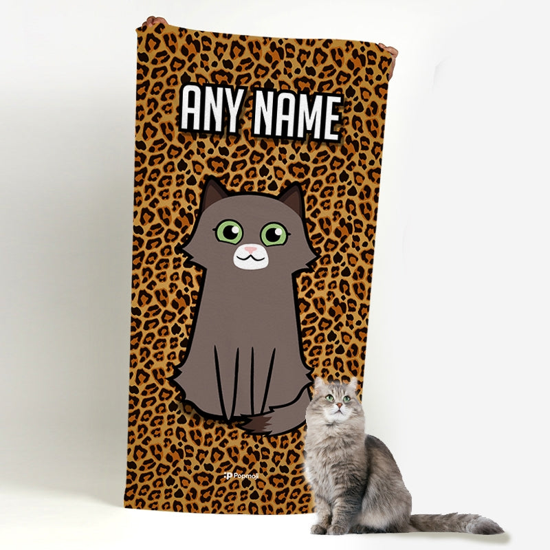 Personalised Cat Leopard Print Beach Towel - Image 3