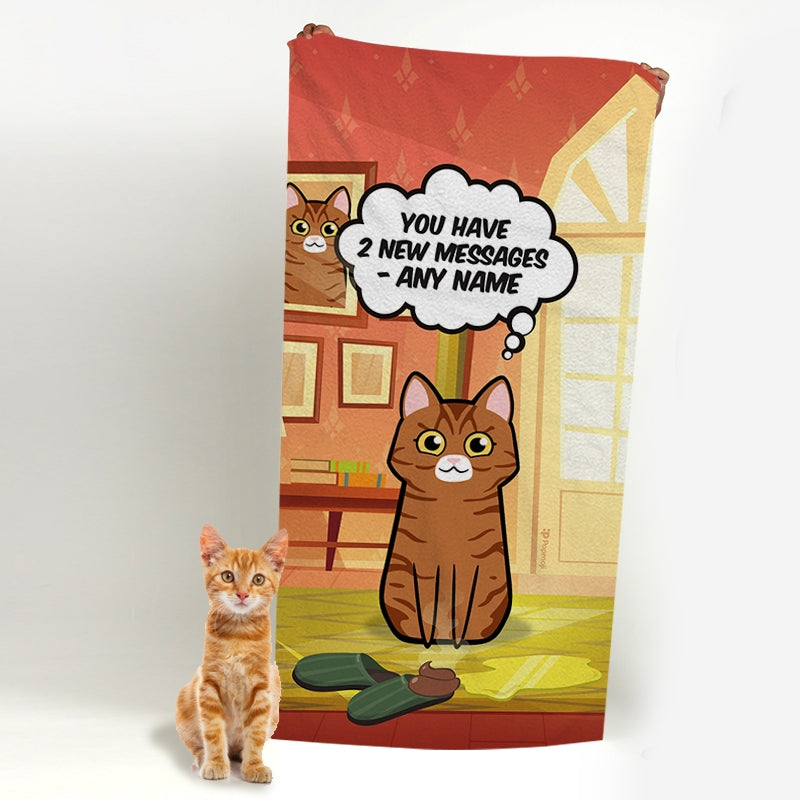 Personalised Cat New Messages Beach Towel - Image 3