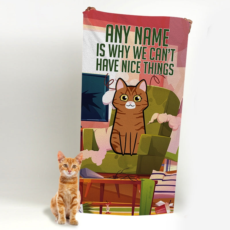 Personalised Cat Nice Things Beach Towel - Image 4
