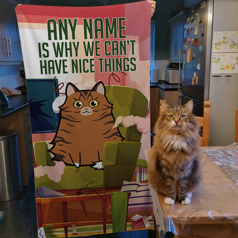 Personalised Cat Nice Things Bath Towel - Image 3