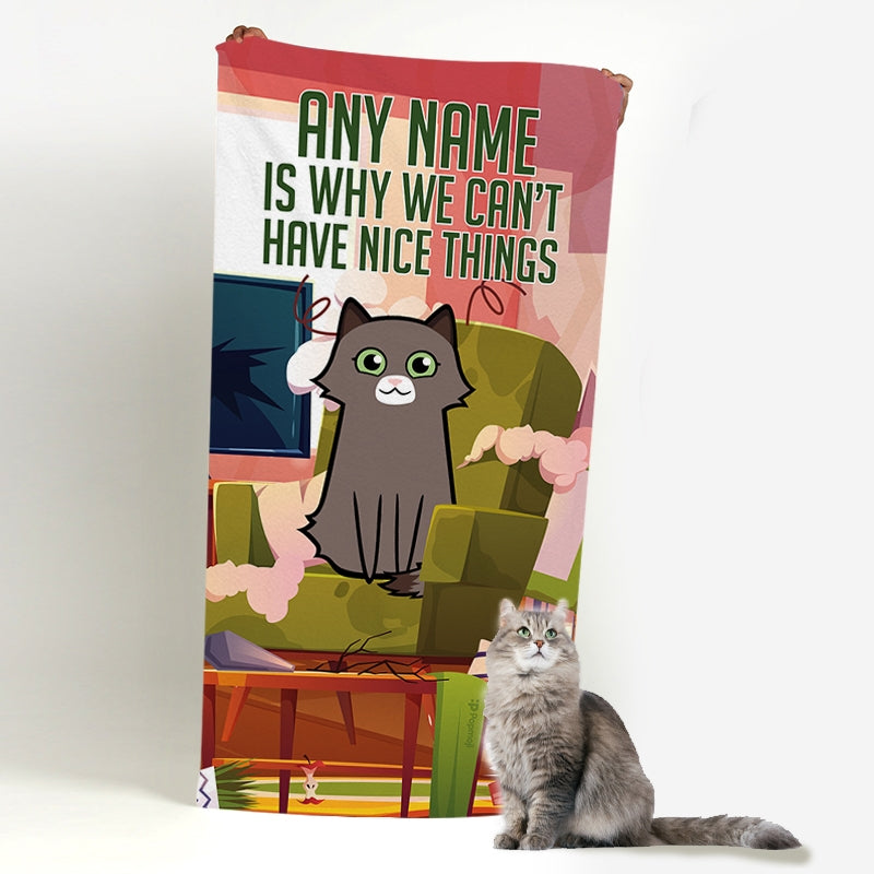 Personalised Cat Nice Things Beach Towel - Image 2