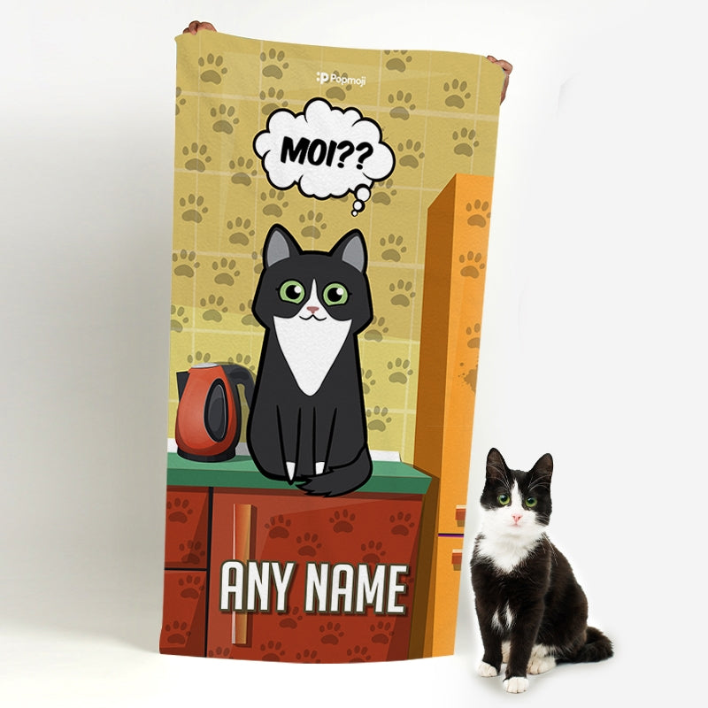 Personalised Cat Paw Prints Beach Towel - Image 1