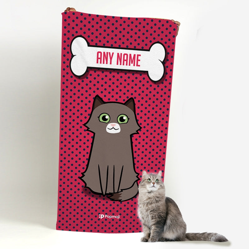 Personalised Cat Polka Dots Beach Towel - Image 4