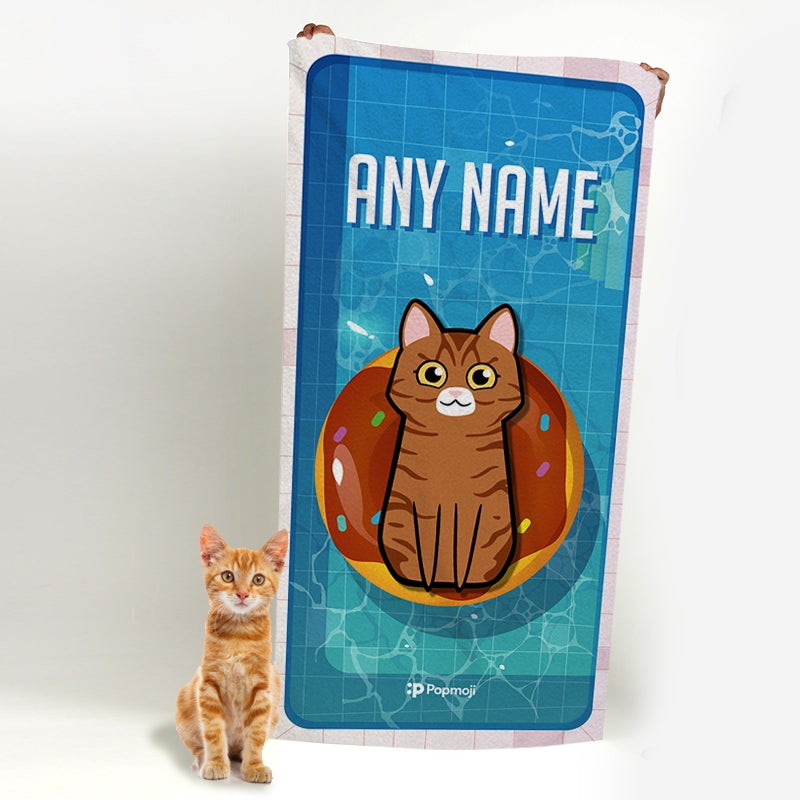 Personalised Cat Pool Time Beach Towel - Image 3