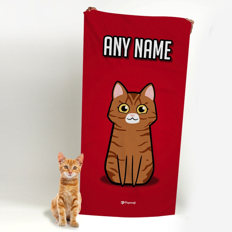 Personalised Cat Red Beach Towel - Image 4