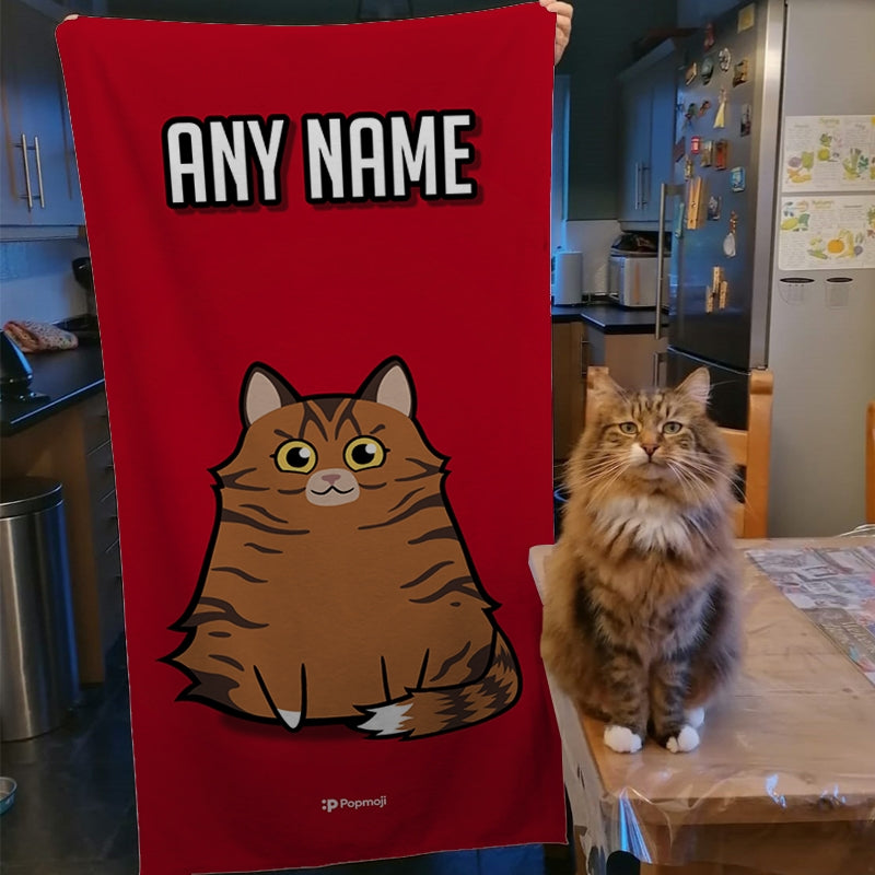 Personalised Cat Red Beach Towel - Image 2