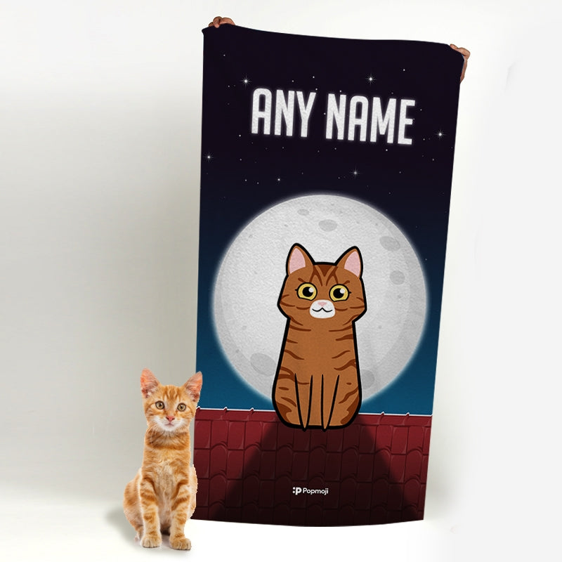 Personalised Cat Roof Top Beach Towel - Image 3