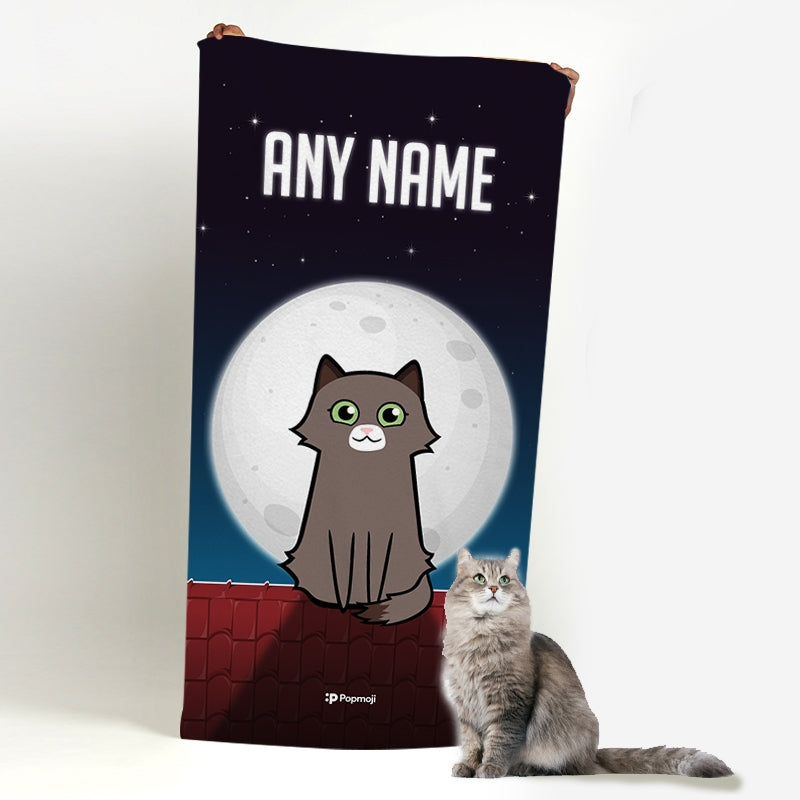 Personalised Cat Roof Top Beach Towel - Image 1