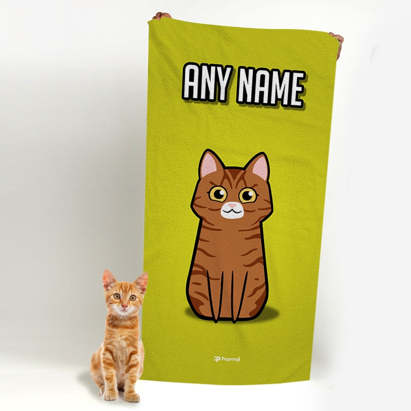 Personalised Cat Yellow Beach Towel - Image 4