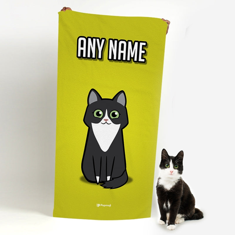 Personalised Cat Yellow Beach Towel - Image 1