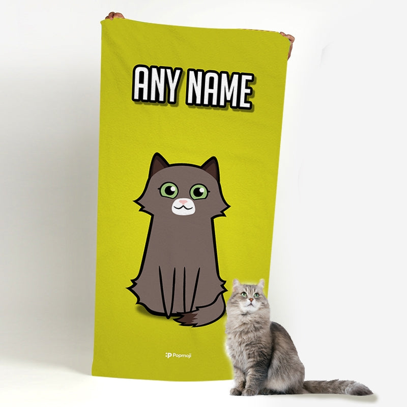 Personalised Cat Yellow Beach Towel - Image 3