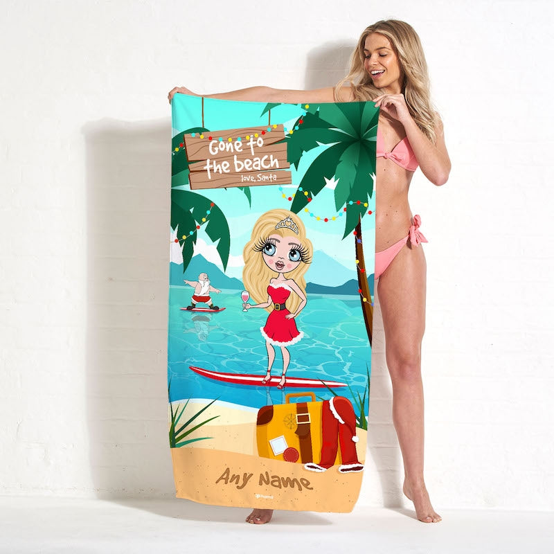 ClaireaBella Surfing Santa Beach Towel - Image 2