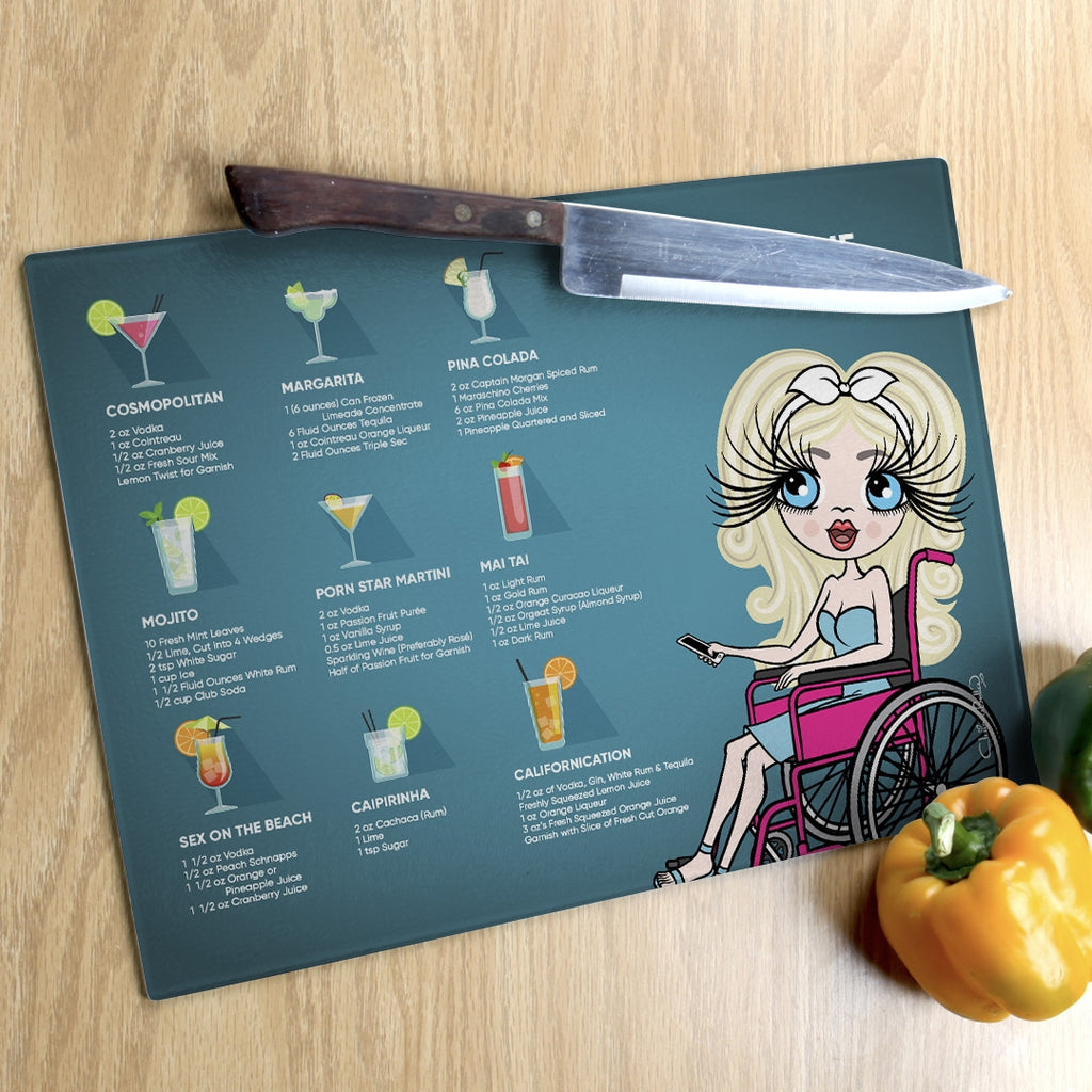 ClaireaBella Wheelchair Glass Chopping Board - Cocktail Recipes - Image 2