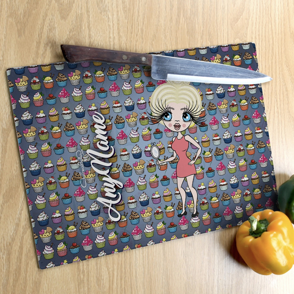 ClaireaBella Landscape Glass Chopping Board - Cupcakes - Image 3