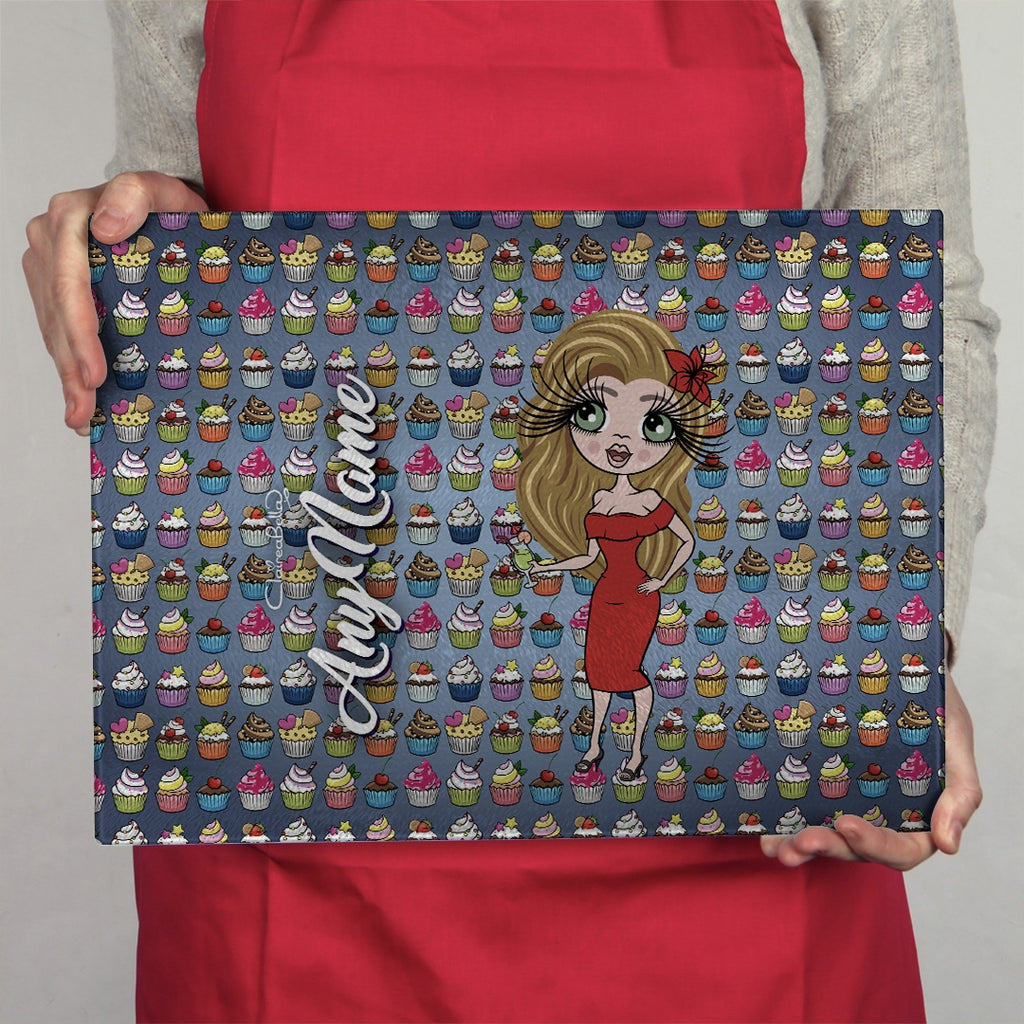 ClaireaBella Landscape Glass Chopping Board - Cupcakes - Image 2