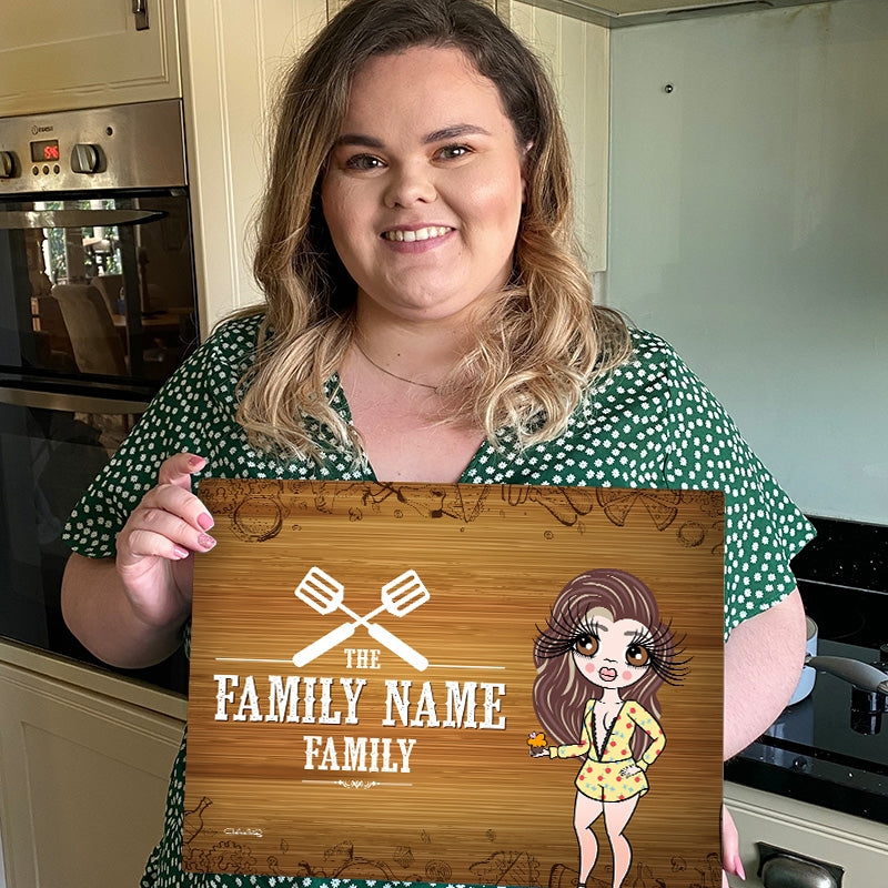 ClaireaBella Glass Chopping Board - Family Name - Image 1