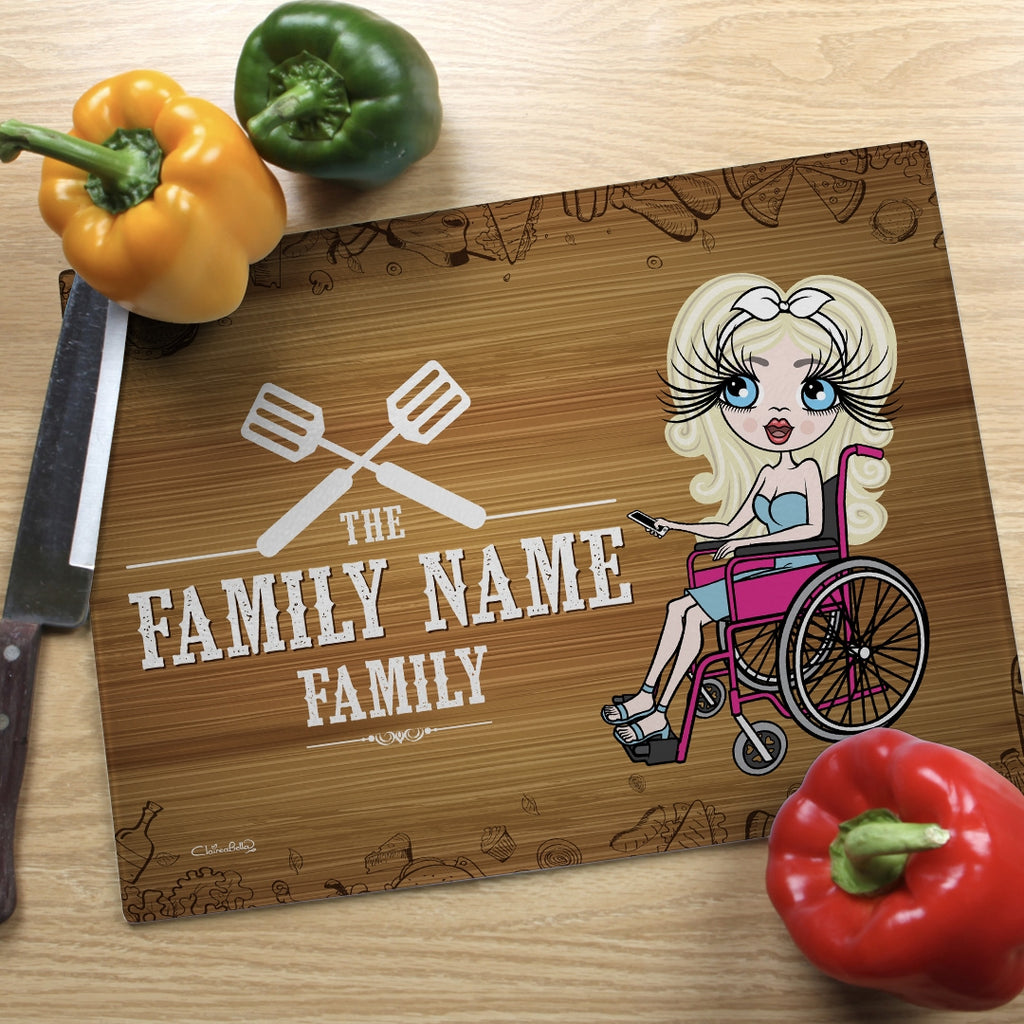 ClaireaBella Wheelchair Glass Chopping Board - Family Name - Image 2