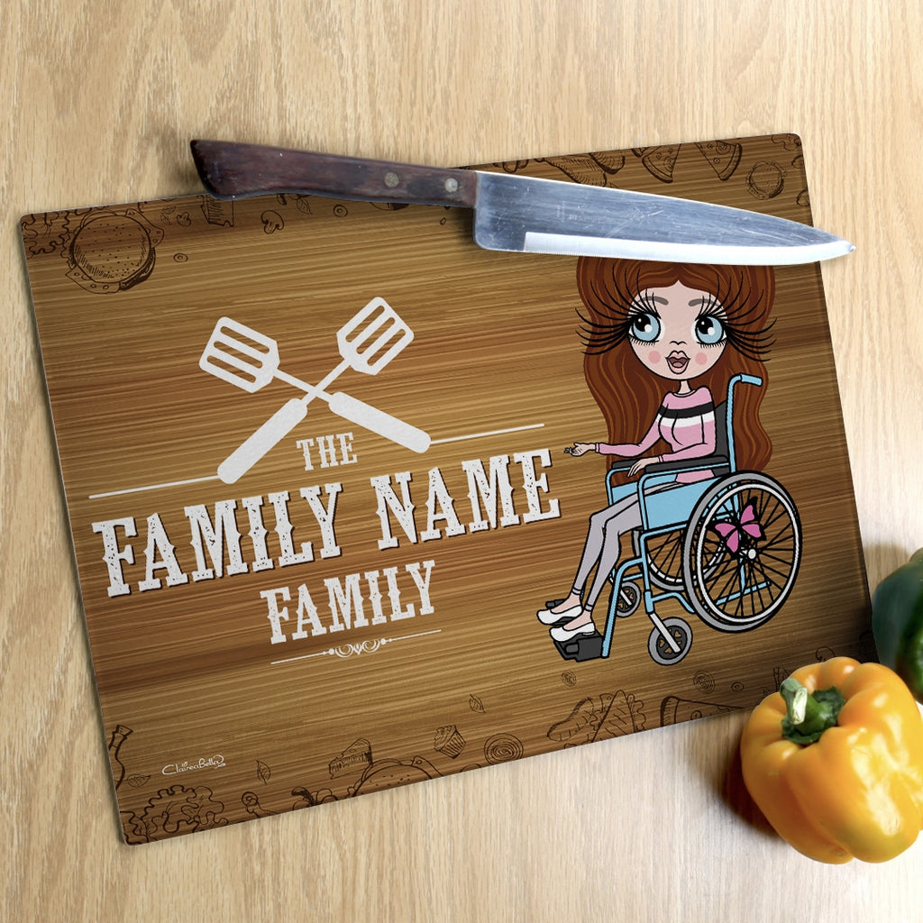 ClaireaBella Wheelchair Glass Chopping Board - Family Name - Image 4
