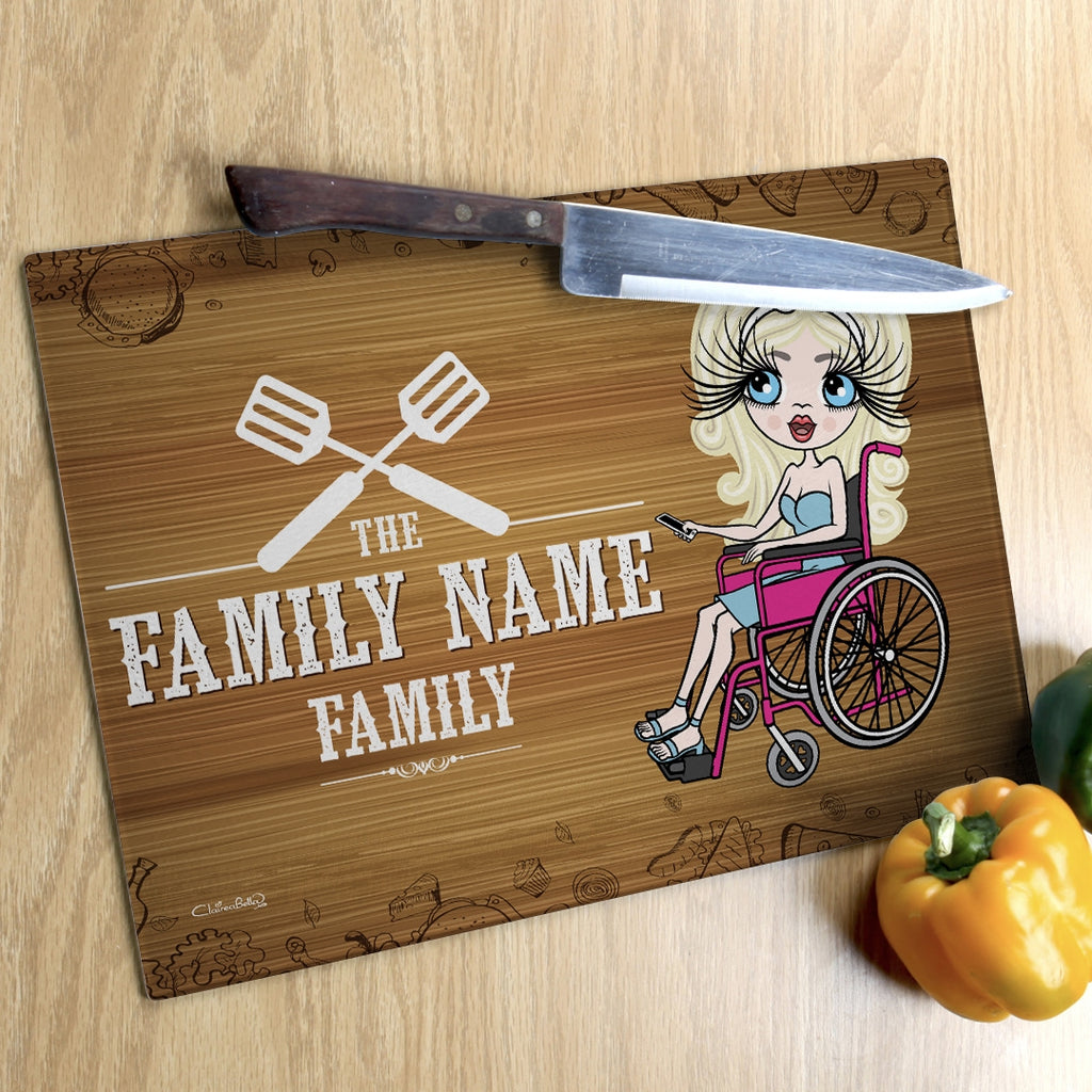 ClaireaBella Wheelchair Glass Chopping Board - Family Name - Image 3