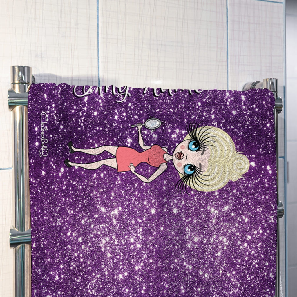 ClaireaBella Purple Glitter Effect Hand Towel - Image 2