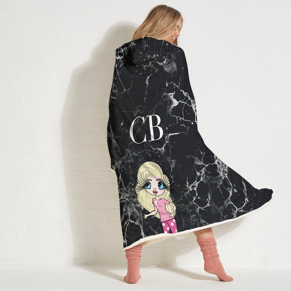 ClaireaBella Lux Collection Black Marble Hooded Blanket - Image 5
