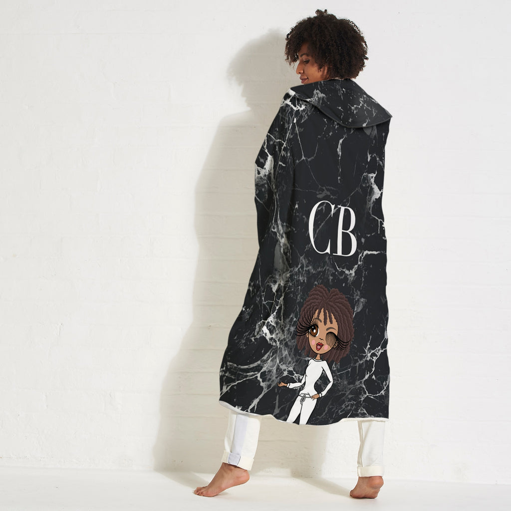 ClaireaBella Lux Collection Black Marble Hooded Blanket - Image 6